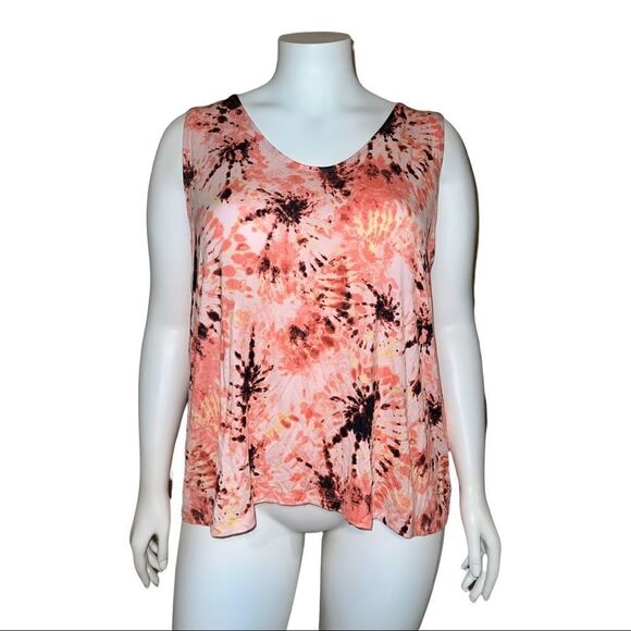 ID Ideology Plus Size Printed Tank Top in Dye Peachberry Pink Size 3X NWT - Picture 1 of 8